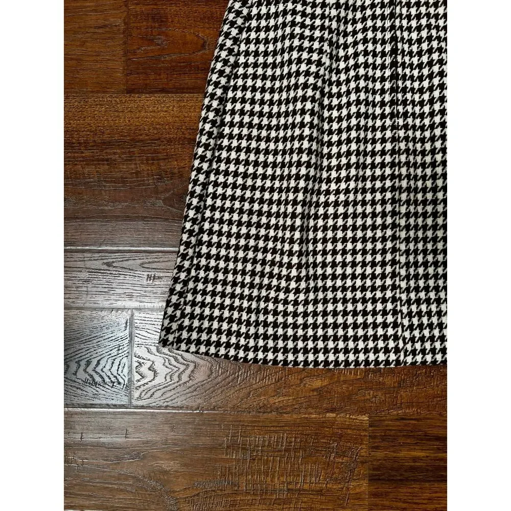 Vintage Short Pencil Style Skirt - Brown Cream Houndstooth Tailored - Small